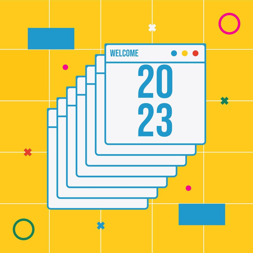 modelo de cartão de boas-vindas 2023 com estilo moderno, estilo moderno vetor
