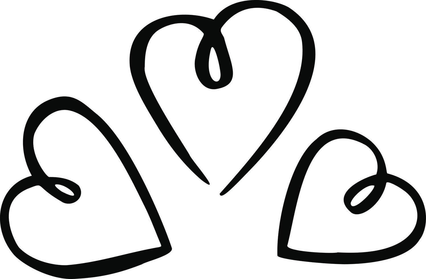 ícone de três corações, símbolo. vetor, linha vetor