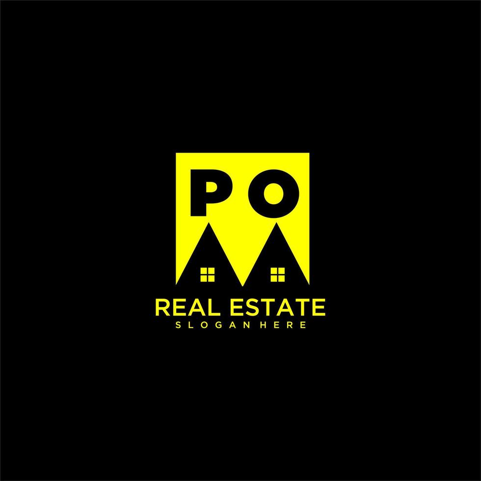 po logotipo inicial do monograma imobiliário em design de estilo quadrado vetor