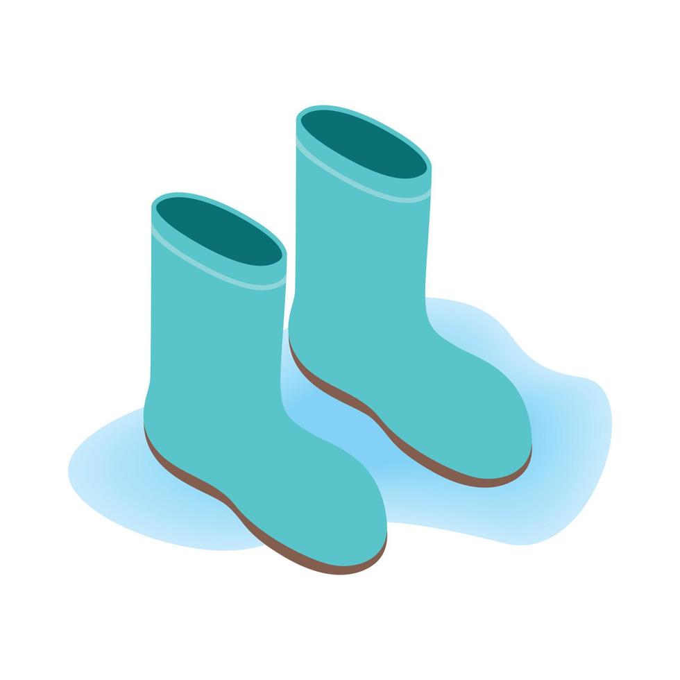 ícone de botas de borracha azul, estilo 3d isométrico vetor