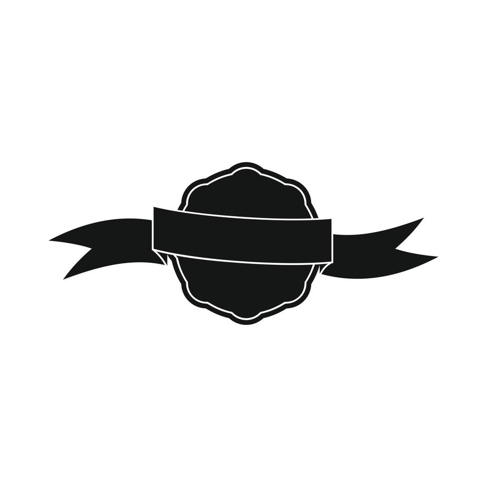 roseta de prêmio preto com ícone de fita, estilo simples vetor