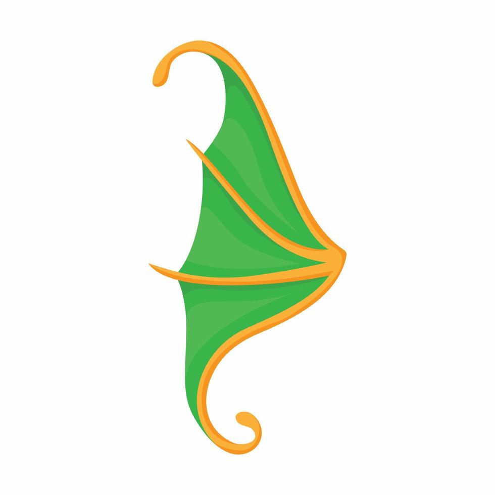 ícone de asa de borboleta verde, estilo cartoon vetor