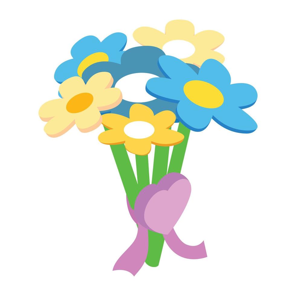 ícone 3d isométrico de flor de dia dos namorados vetor