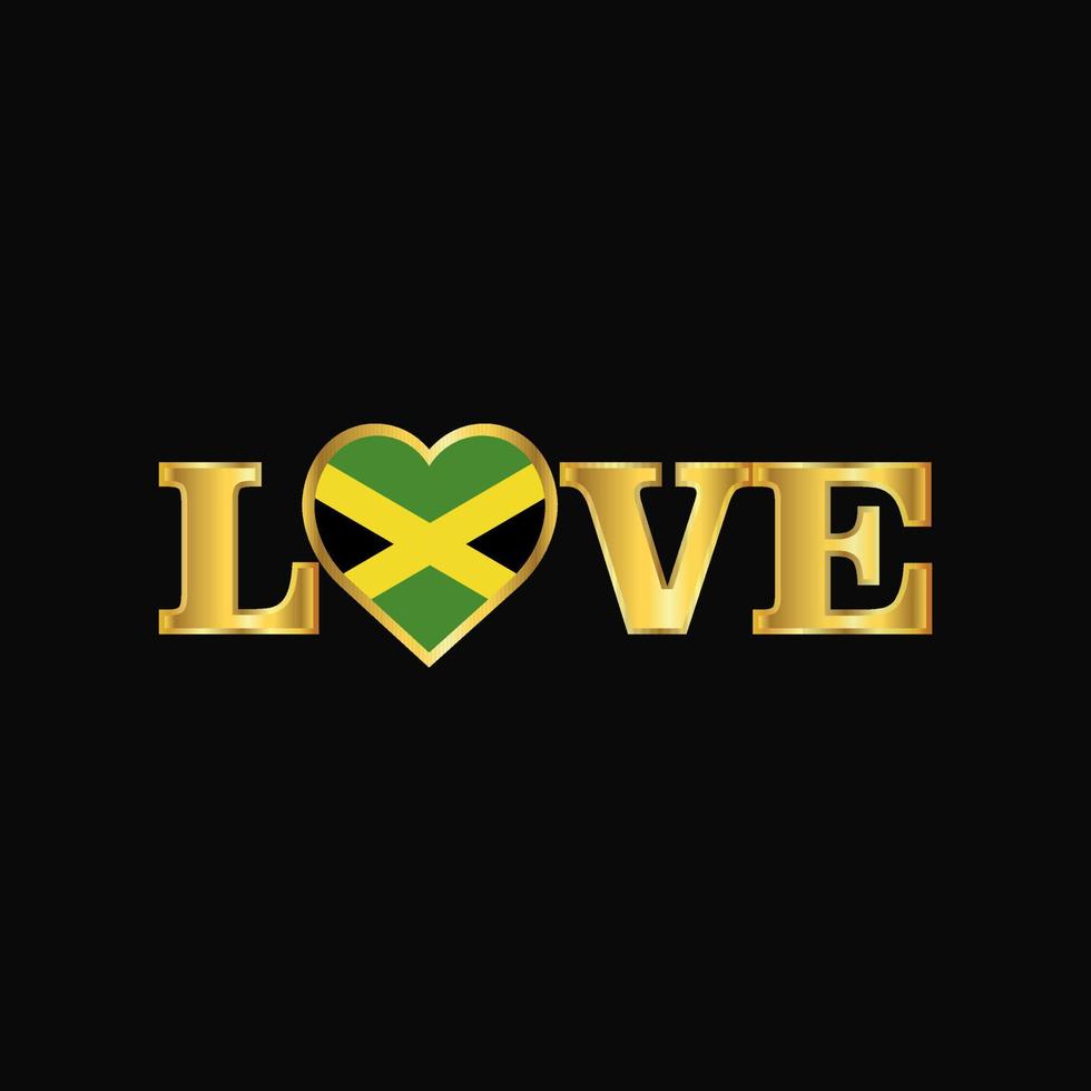vetor de design de bandeira de jamaica de tipografia de amor dourado