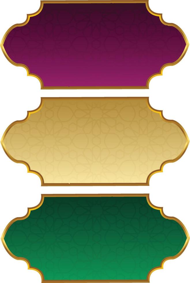 conjunto de moldura de título de banner islâmico árabe dourado de luxo png fundo transparente caixa de texto ouro imagens de design de vetor