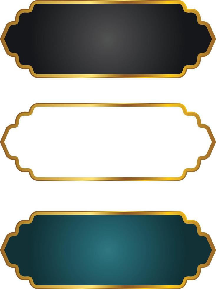 conjunto de moldura de título de banner islâmico árabe dourado de luxo png fundo transparente caixa de texto ouro imagens de design de vetor