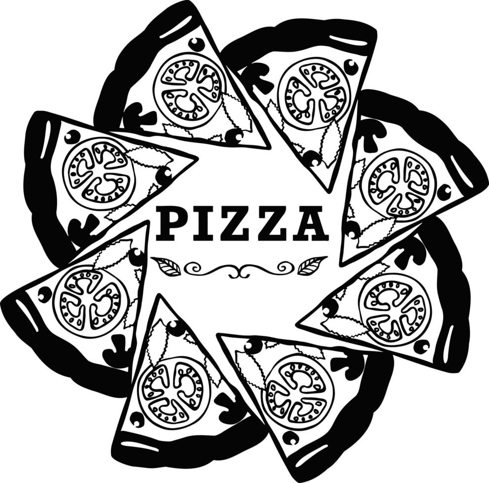 conjunto de logotipo de pizza, emblema para restaurante de fast food vetor