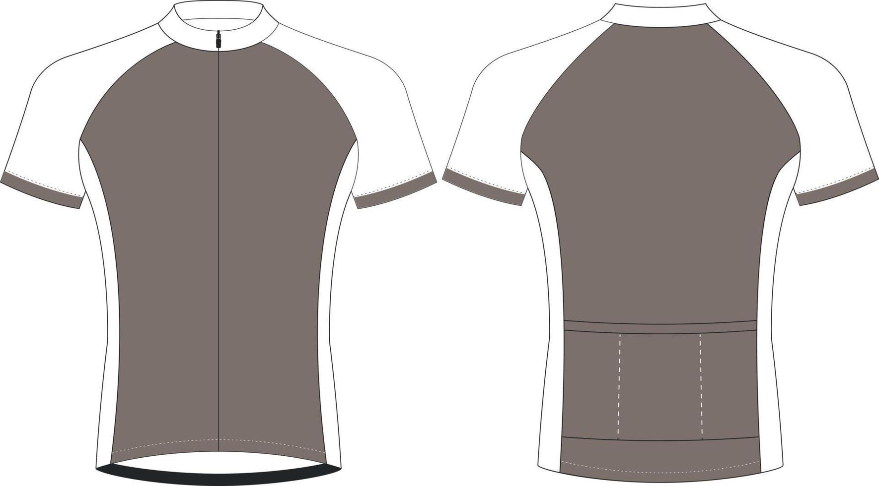 camisas de ciclismo, modelo de maquete de esportes de manga curta, mokup de jaqueta com zíper uniforme de ciclismo, arquivos eps vetoriais completos vetor