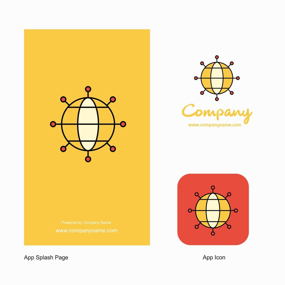 ícone do aplicativo de logotipo da empresa globo e design de página inicial elementos de design de aplicativo de negócios criativos vetor