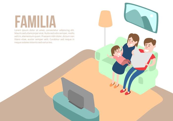 Família em casa Vector Background