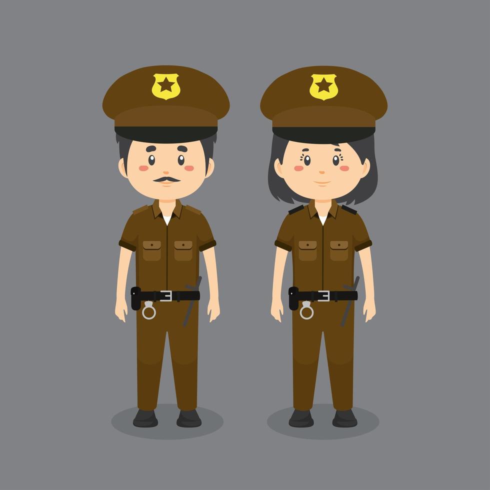 personagens vestindo uniformes da polícia vetor