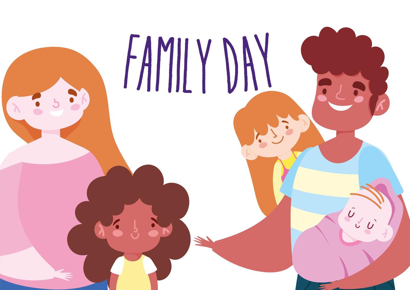 mãe, pai e filhos para a celebração do dia da família vetor