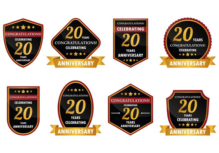 20 Ano Vector emblema aniversário