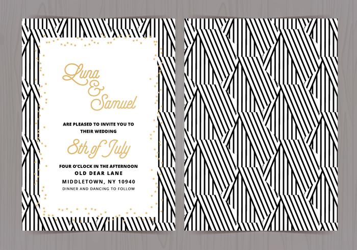 Vector Black and White Wedding convida