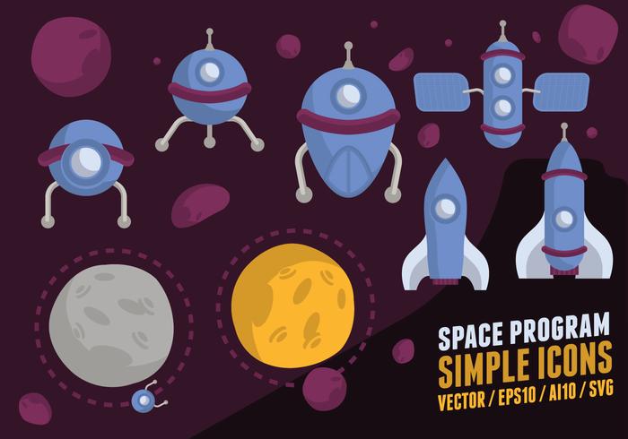 Ícones programa espacial vetor