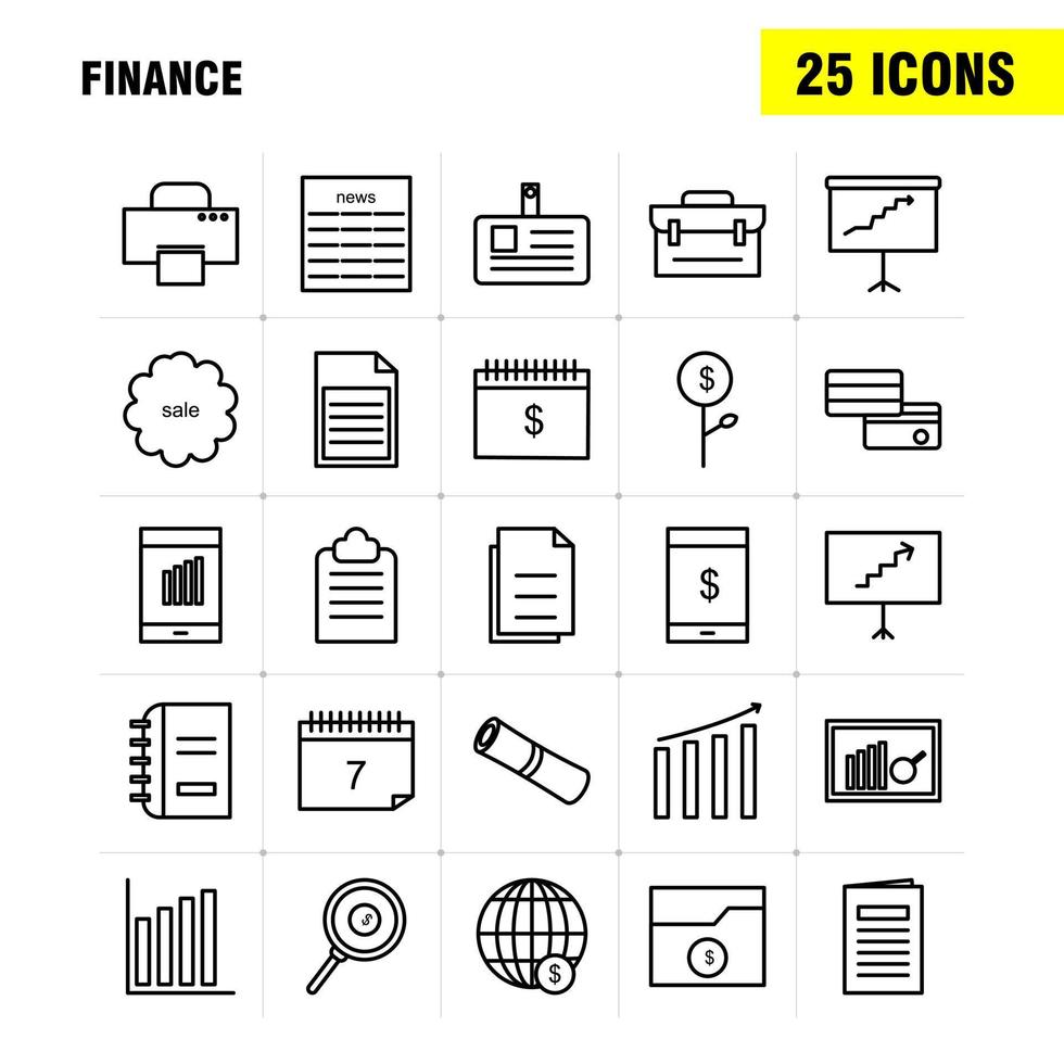 ícones de linha de finanças definidos para infográficos kit uxui móvel e design de impressão incluem arquivos de gráfico de taxa de negócios gráfico documentos pastas coleção de texto logotipo infográfico moderno e pictograma vetor