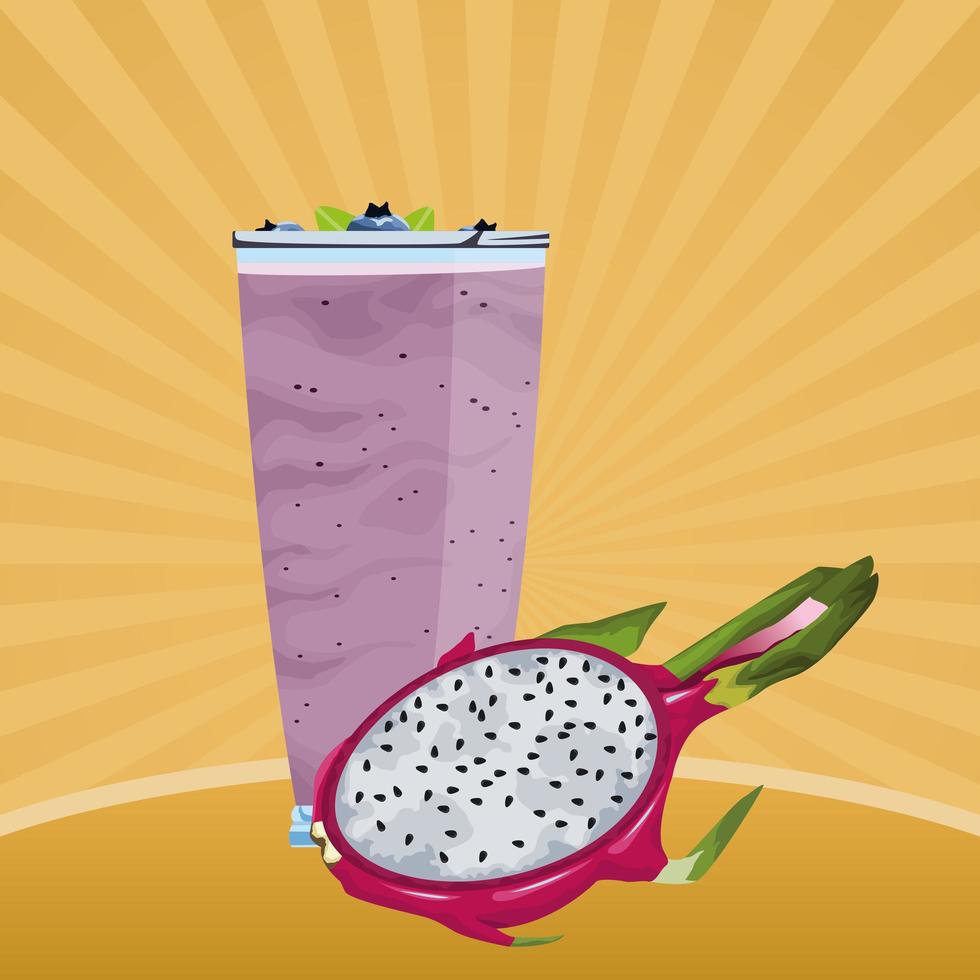 frutas tropicais e smoothie drink design retrô vetor
