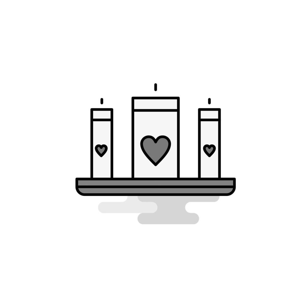 velas de amor ícone da web linha plana cheia de vetor de ícone cinza