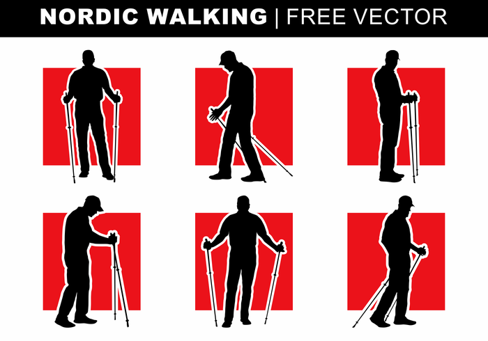 Silhuetas Nordic Walking Vector grátis
