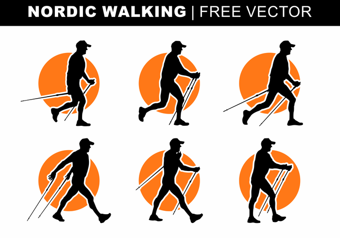 Silhuetas Nordic Walking Vector grátis