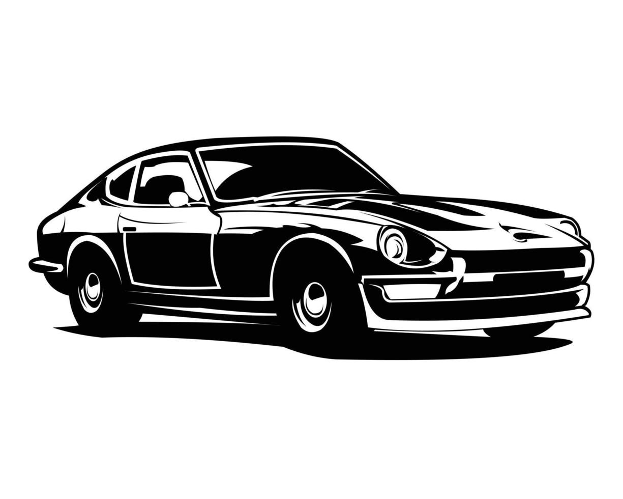 carro esportivo clássico japonês isolado em uma vista lateral de fundo branco. ilustração vetorial disponível no eps 10. melhor para a indústria automobilística, logotipos, distintivos, emblemas e ícones. vetor