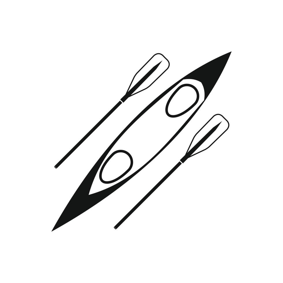 caiaque e remo ícone preto simples vetor