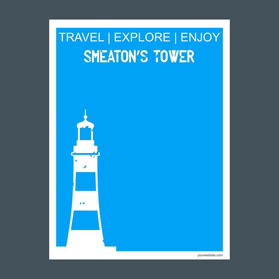 torre de smeatons sudoeste da inglaterra monumento marco brochura estilo plano e vetor de tipografia