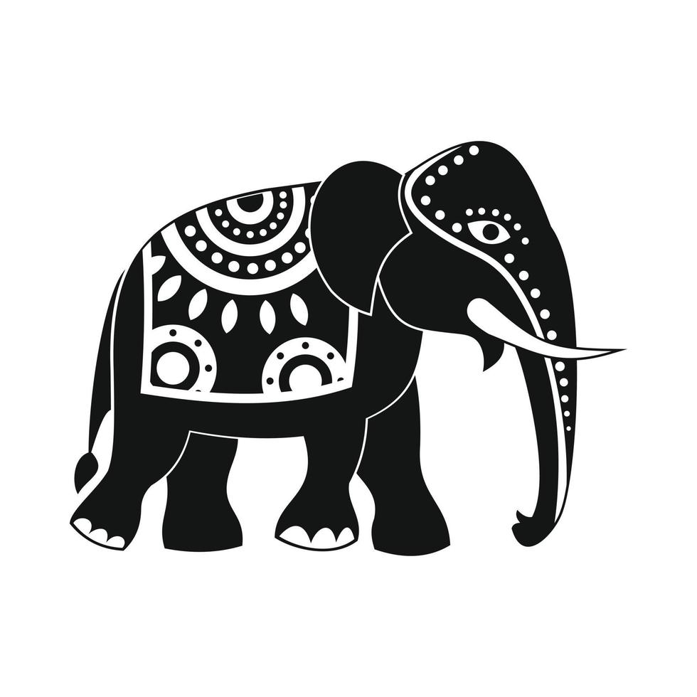 ícone de elefante decorado, estilo simples vetor