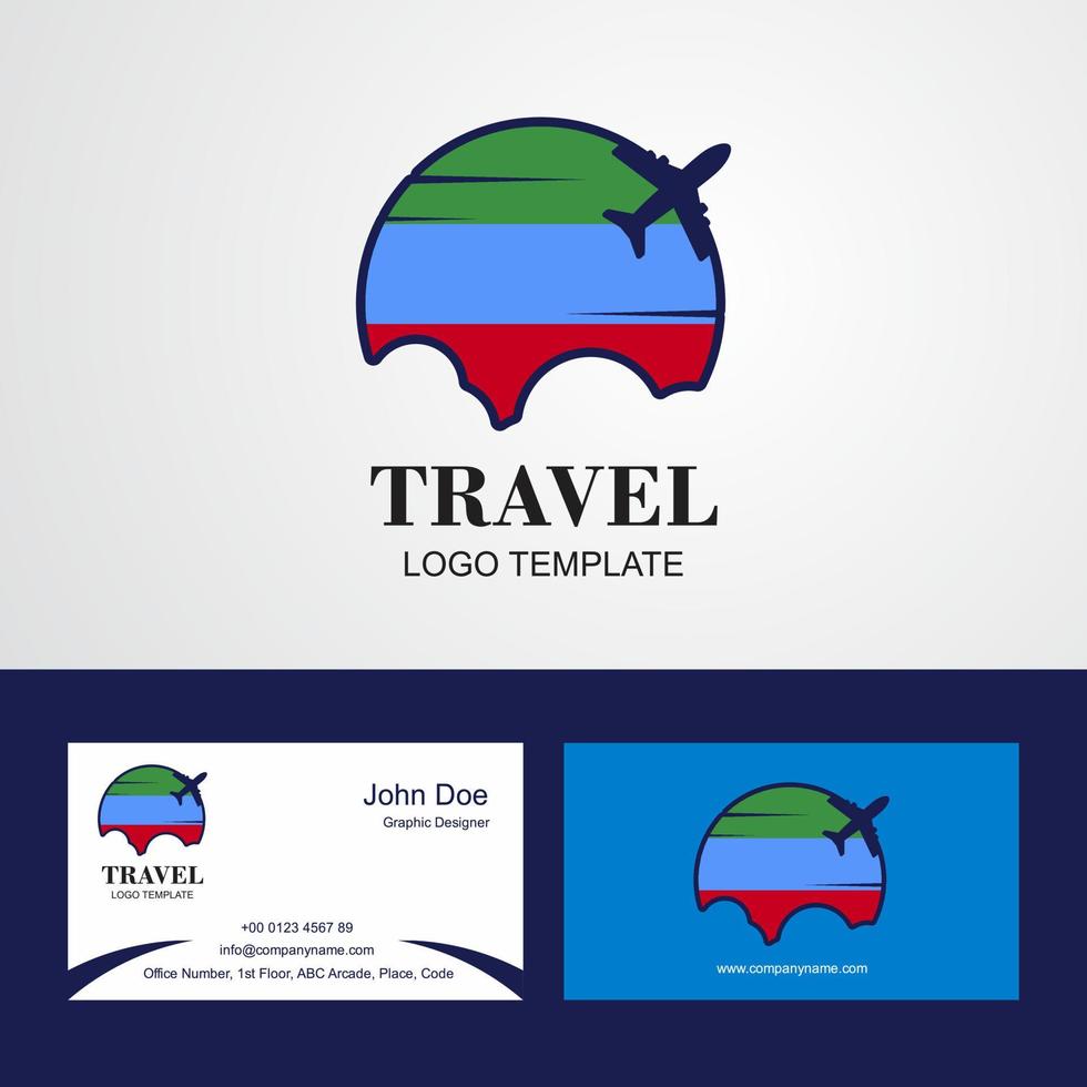 logotipo da bandeira do daguestão de viagem e design de cartão de visita vetor