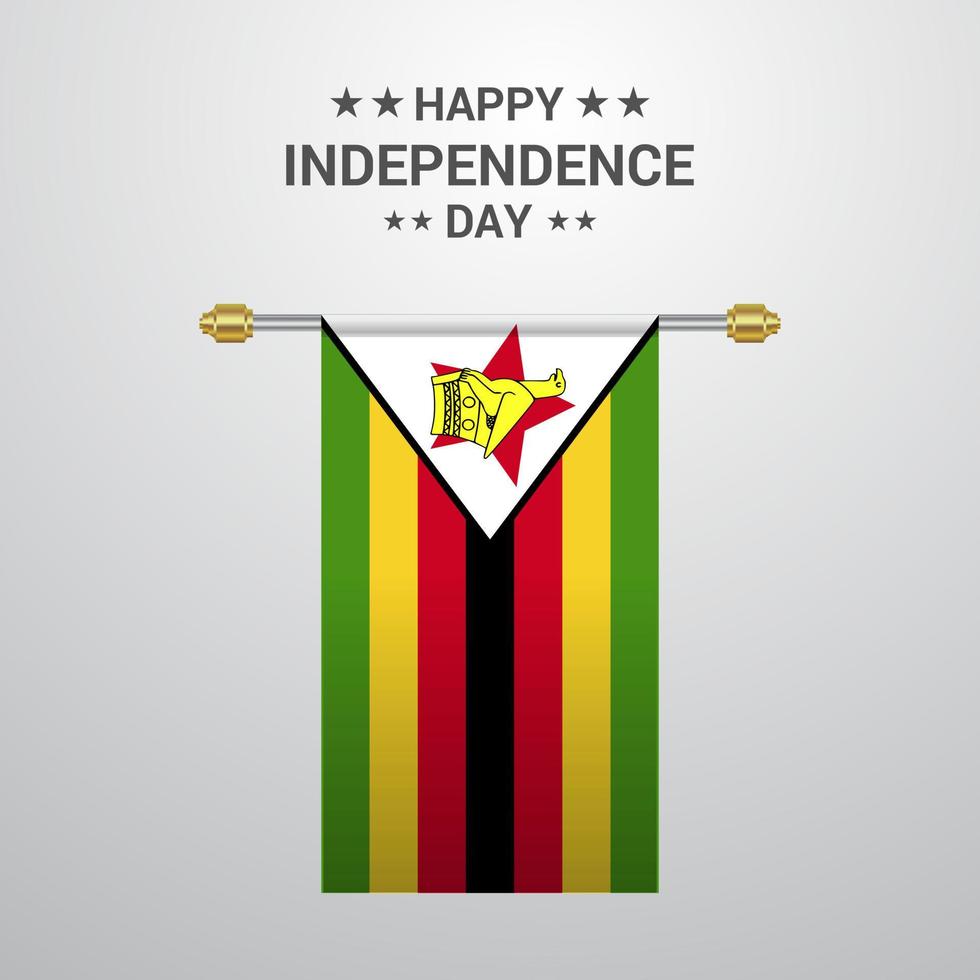 dia da independência do zimbábue pendurado fundo da bandeira vetor