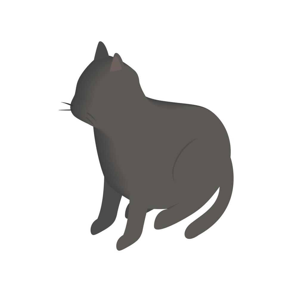 ícone 3d isométrico de gato preto vetor