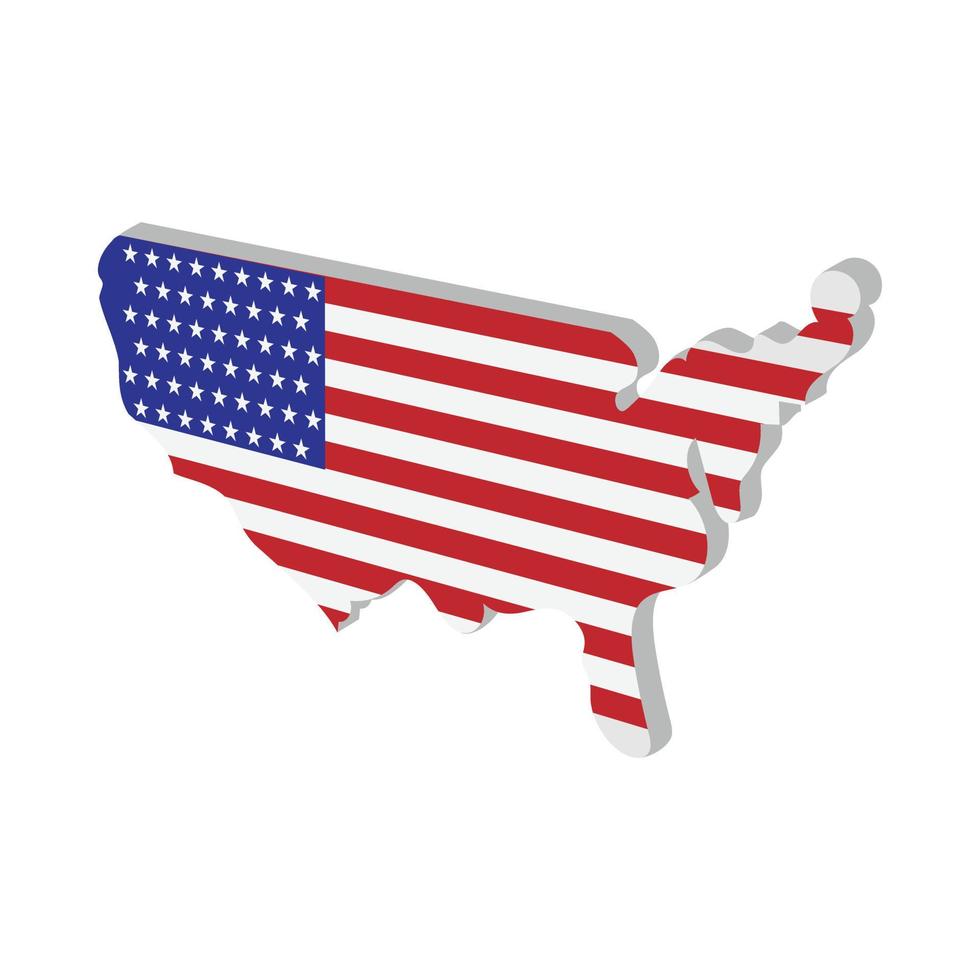 mapa dos eua com ícone de desenho animado de textura de bandeira americana vetor