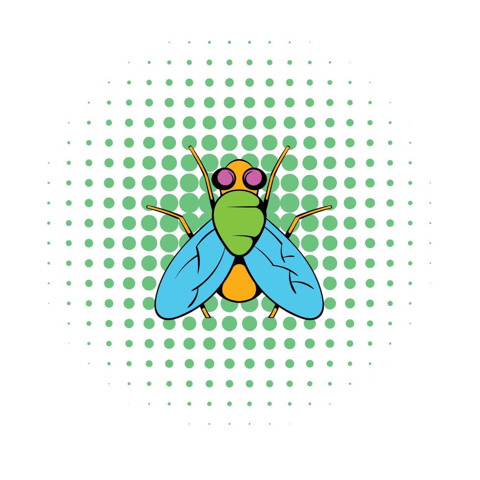 ícone de mosca de inseto, estilo de quadrinhos vetor