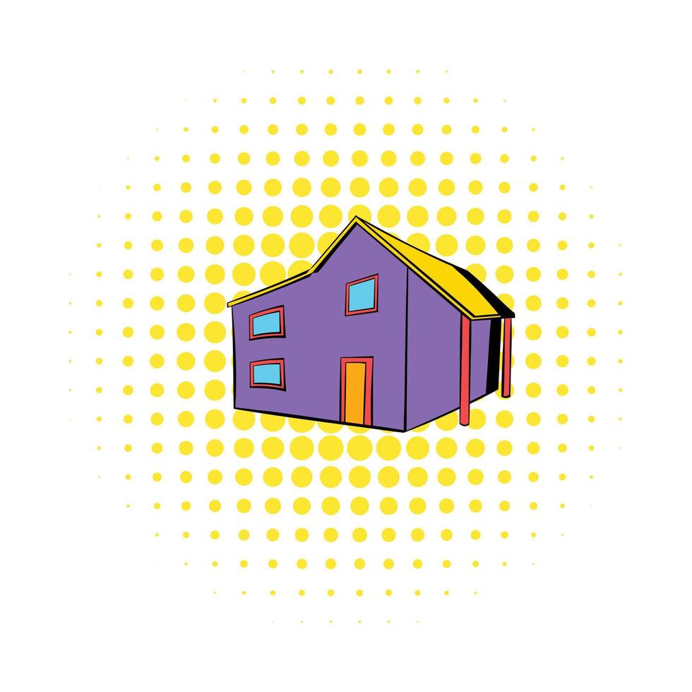 ícone de casa de dois andares, estilo de quadrinhos vetor