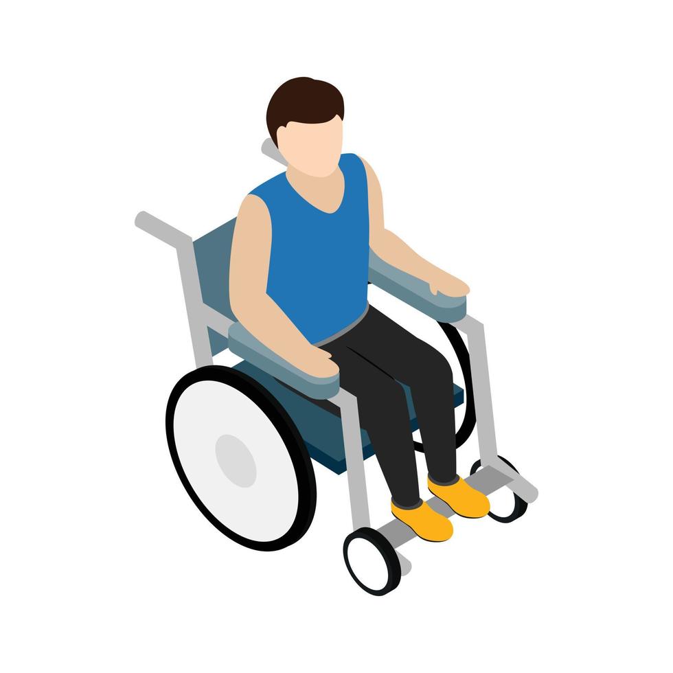 homem sentado no ícone de cadeira de rodas, estilo 3d isométrico vetor