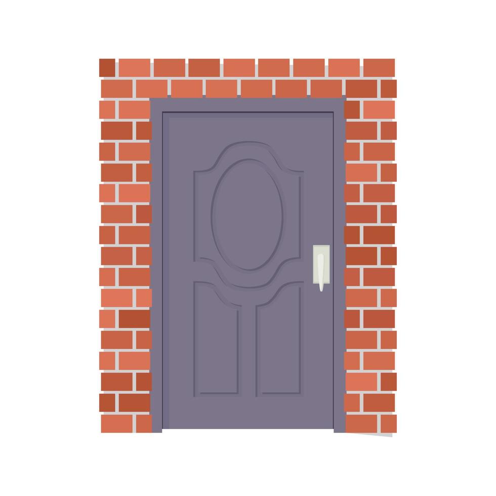porta de metal e ícone da parede de tijolos, estilo cartoon vetor