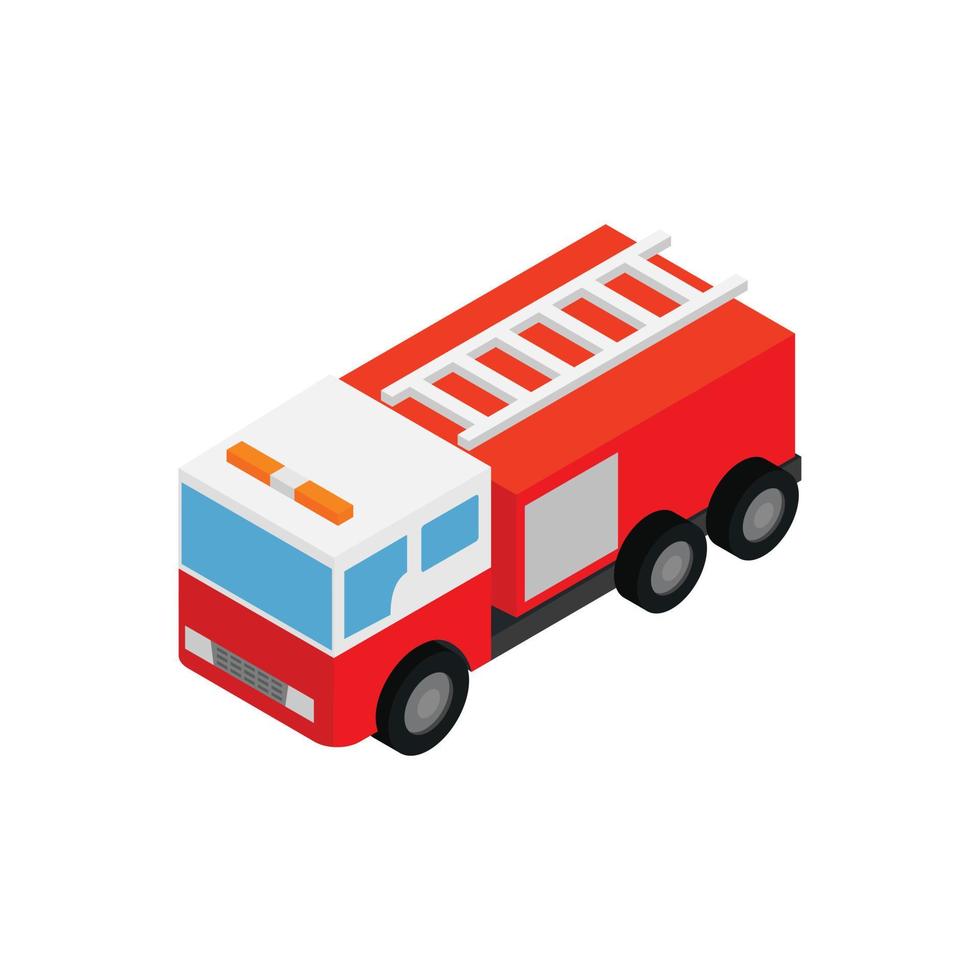 ícone 3d isométrico de caminhão de bombeiros vetor