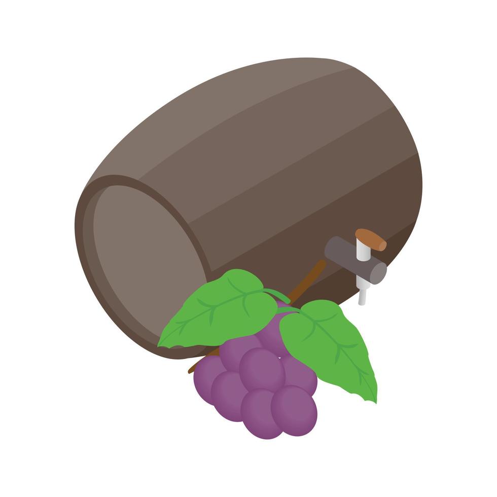 barril de vinho com ícone de ramo de uva vetor