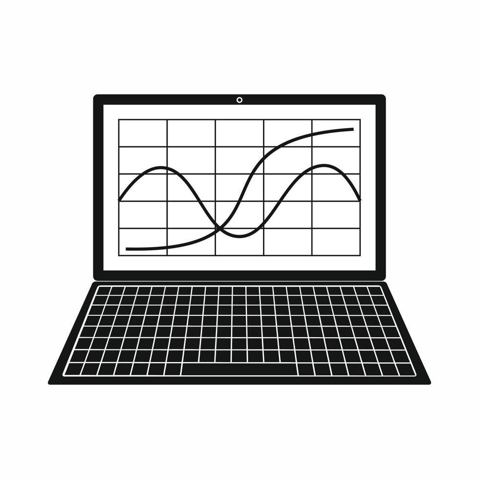 laptop com ícone de gráfico de negócios, estilo simples vetor