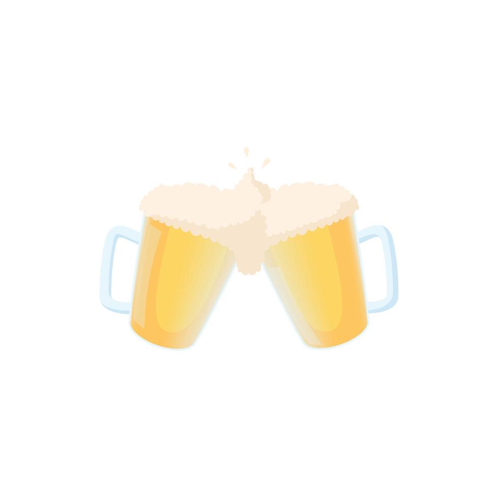 duas canecas de ícone de cerveja, estilo cartoon vetor