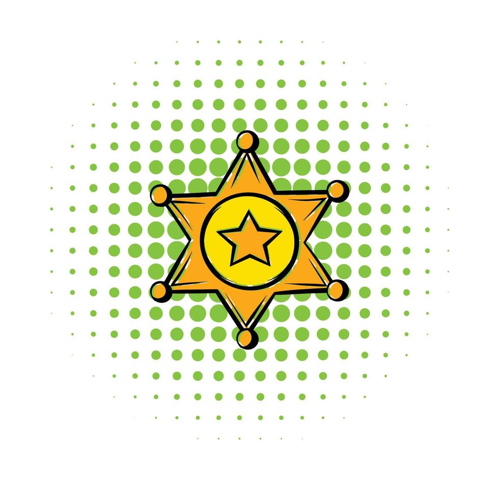 ícone de distintivo de estrela de xerife dourado, estilo de quadrinhos vetor