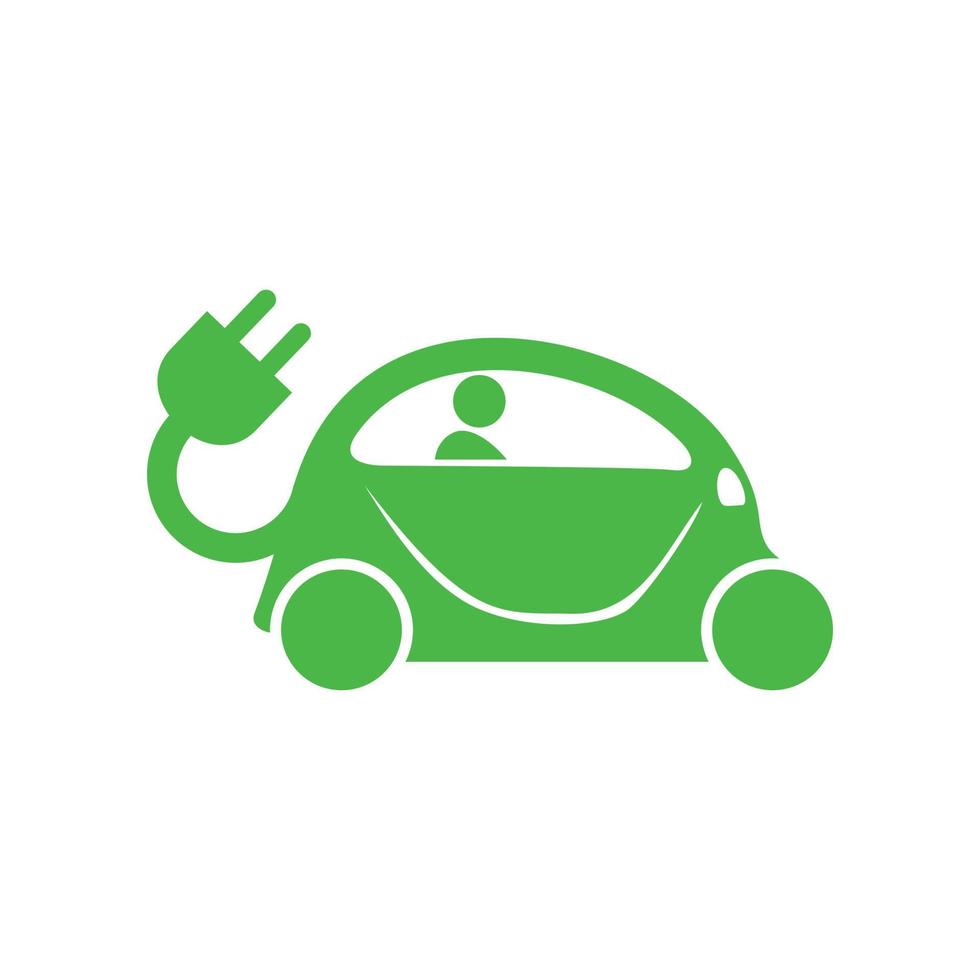 ícone de carro elétrico verde, estilo simples vetor