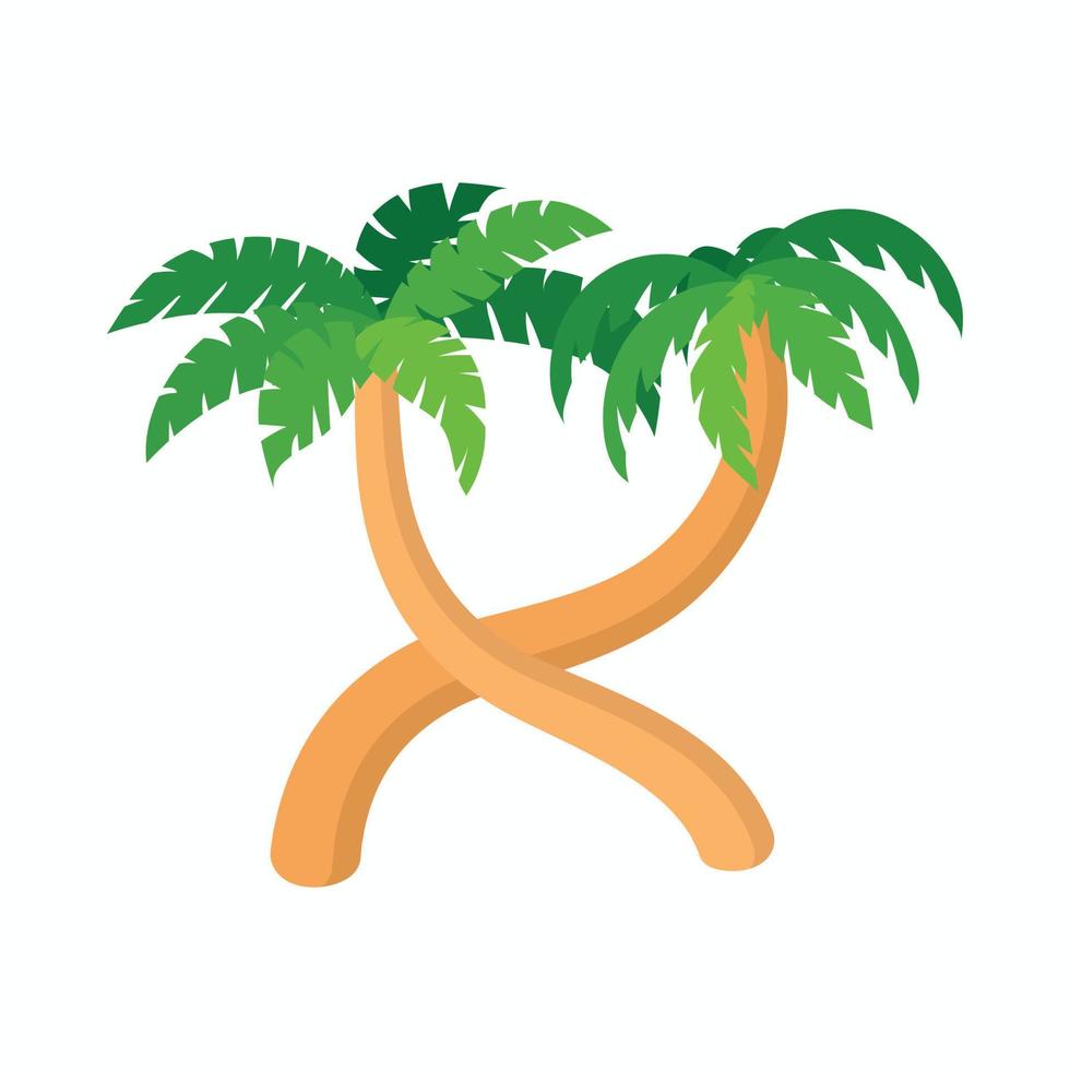 ícone de duas palmeiras, estilo cartoon vetor