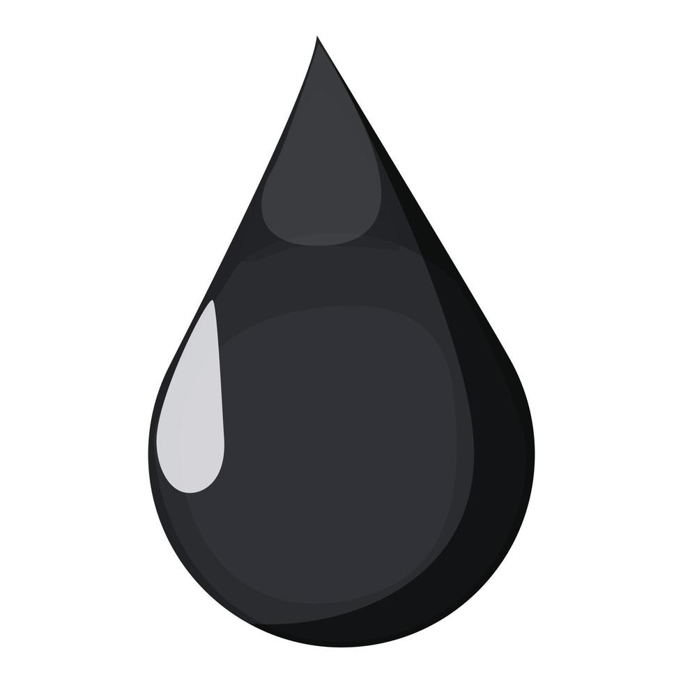 ícone de desenho animado de gota de óleo preto vetor