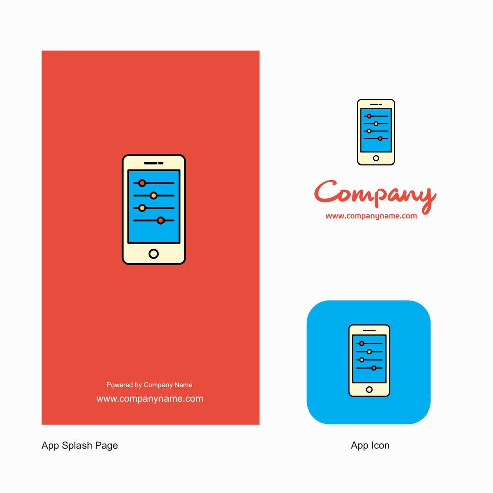 ícone do aplicativo de logotipo da empresa de configuração móvel e design de página inicial elementos de design de aplicativo de negócios criativos vetor