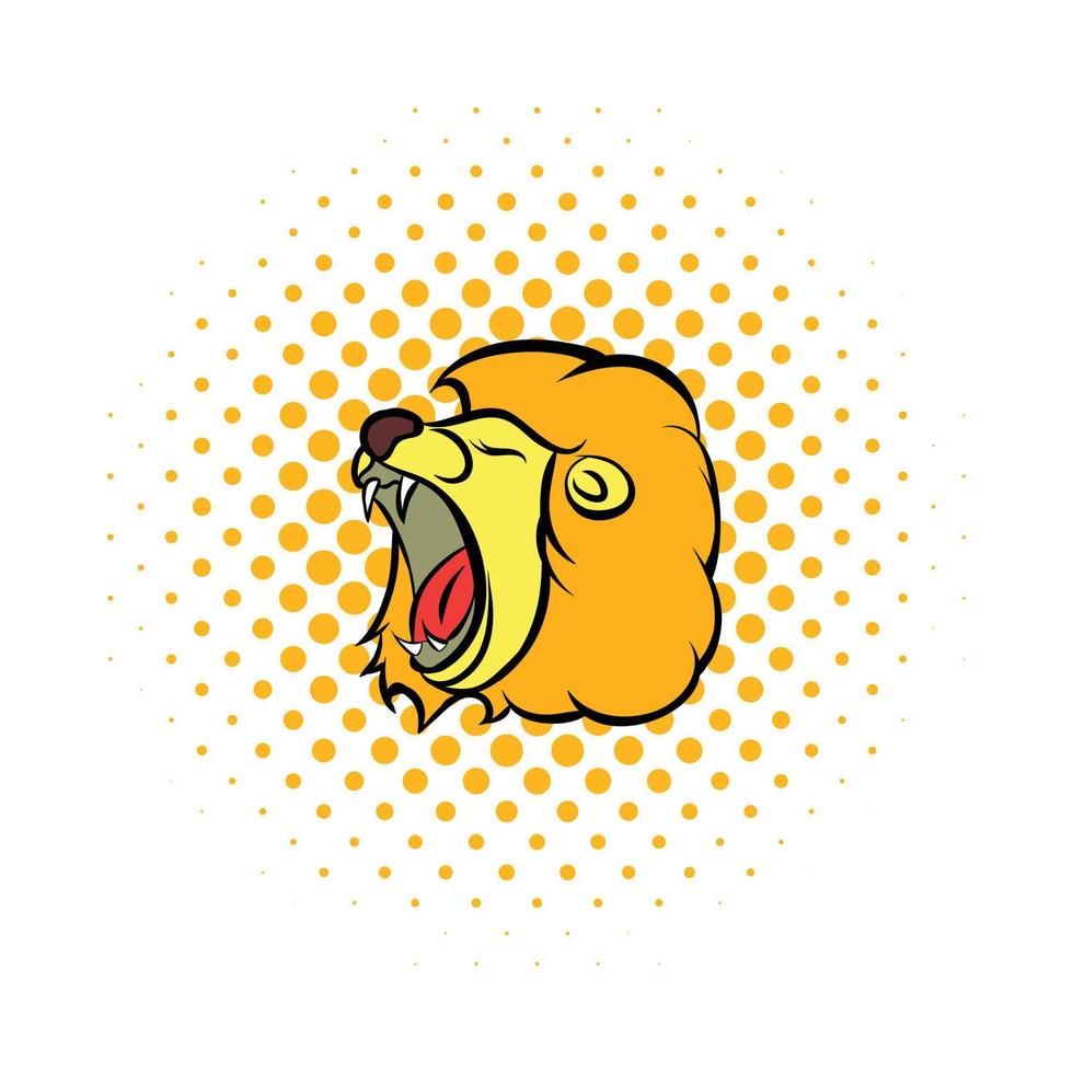 ícone de quadrinhos de cabeça de leão vetor