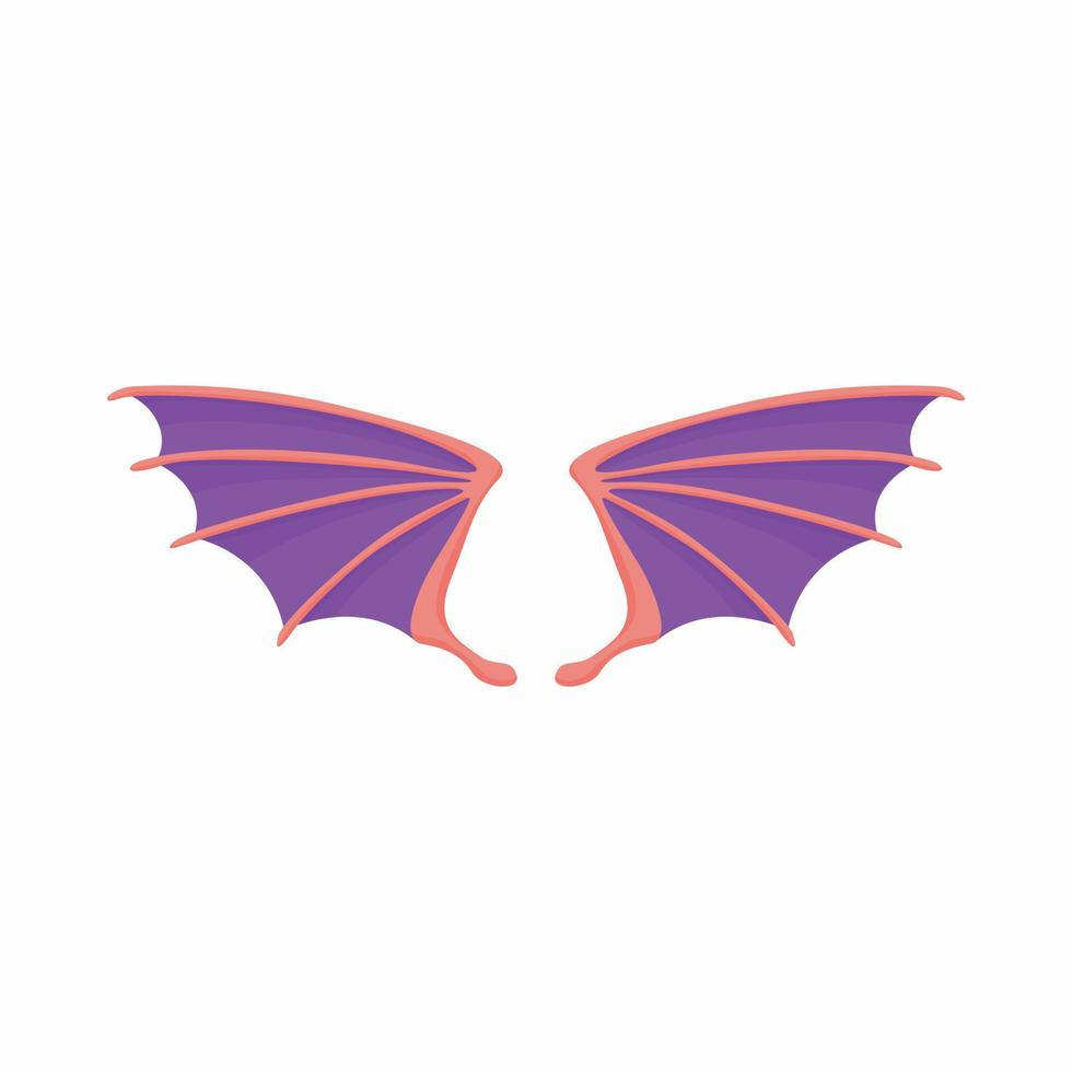 ícone de asas de dragão violeta, estilo cartoon vetor