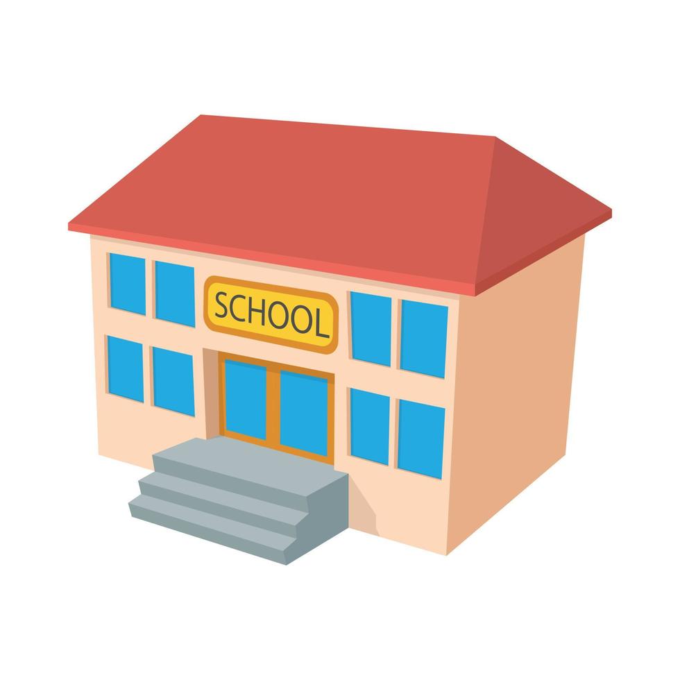 ícone do prédio da escola, estilo cartoon vetor