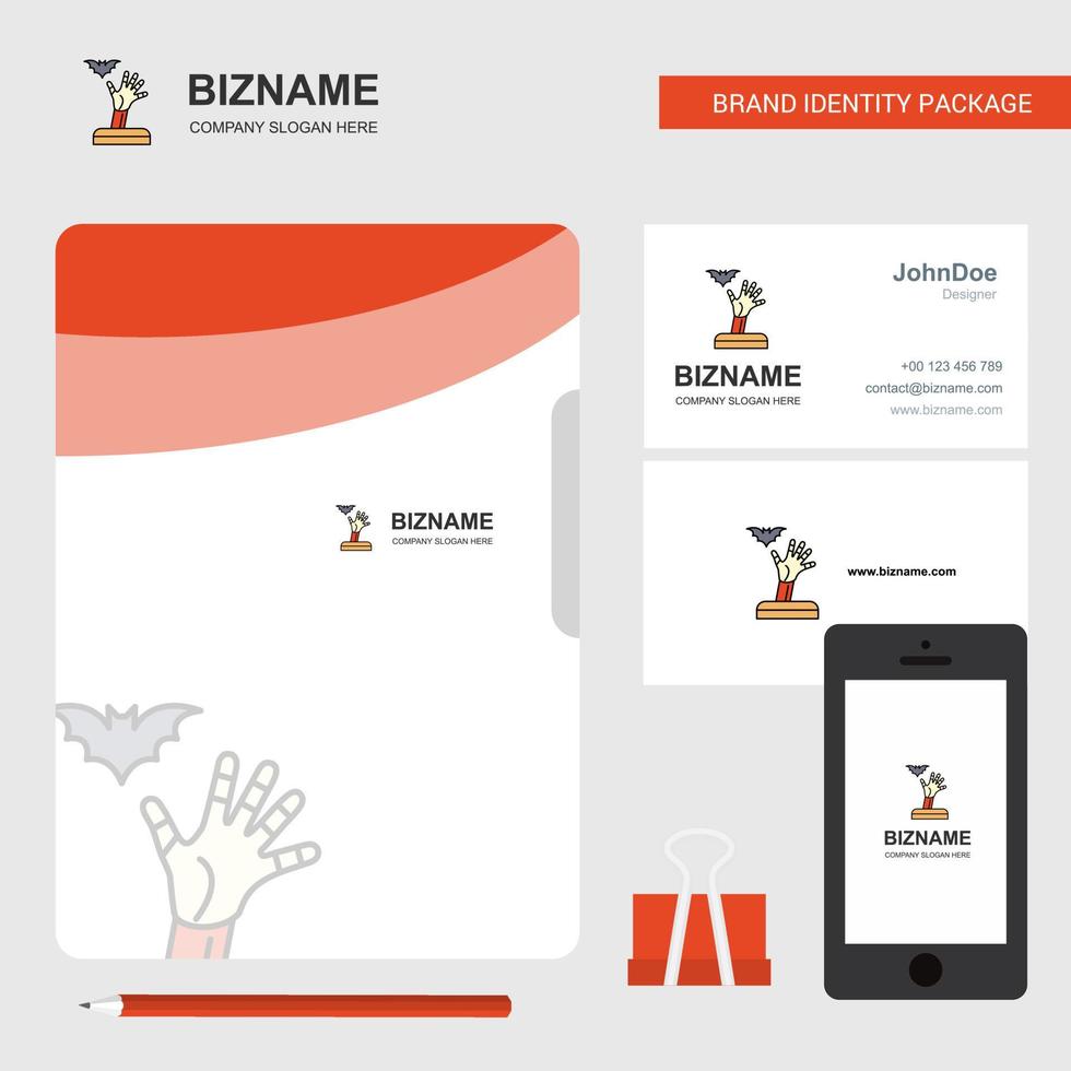 capa de arquivo de logotipo de negócios de mão fantasma cartão de visita e ilustração em vetor de design de aplicativo móvel
