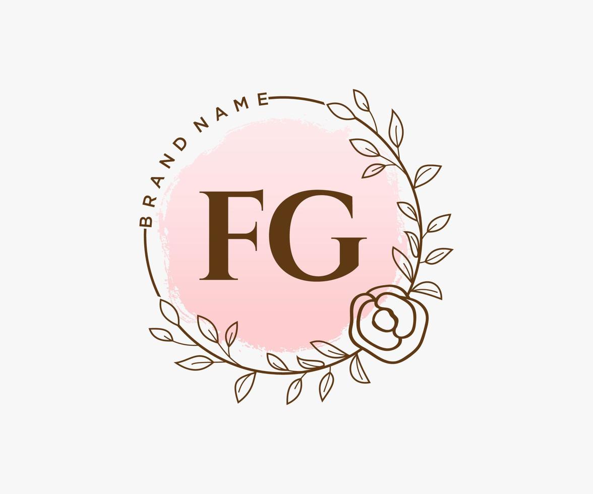 logo feminino inicial fg. utilizável para logotipos de natureza, salão, spa, cosméticos e beleza. elemento de modelo de design de logotipo de vetor plana.